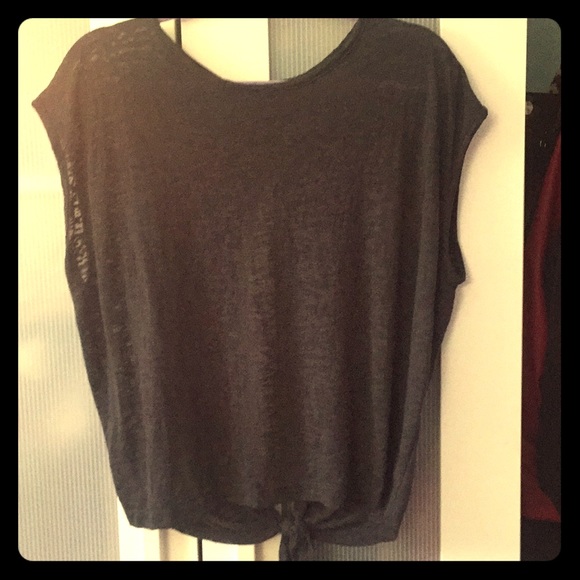 Dark gray semi sheer top with open back - Picture 1 of 2